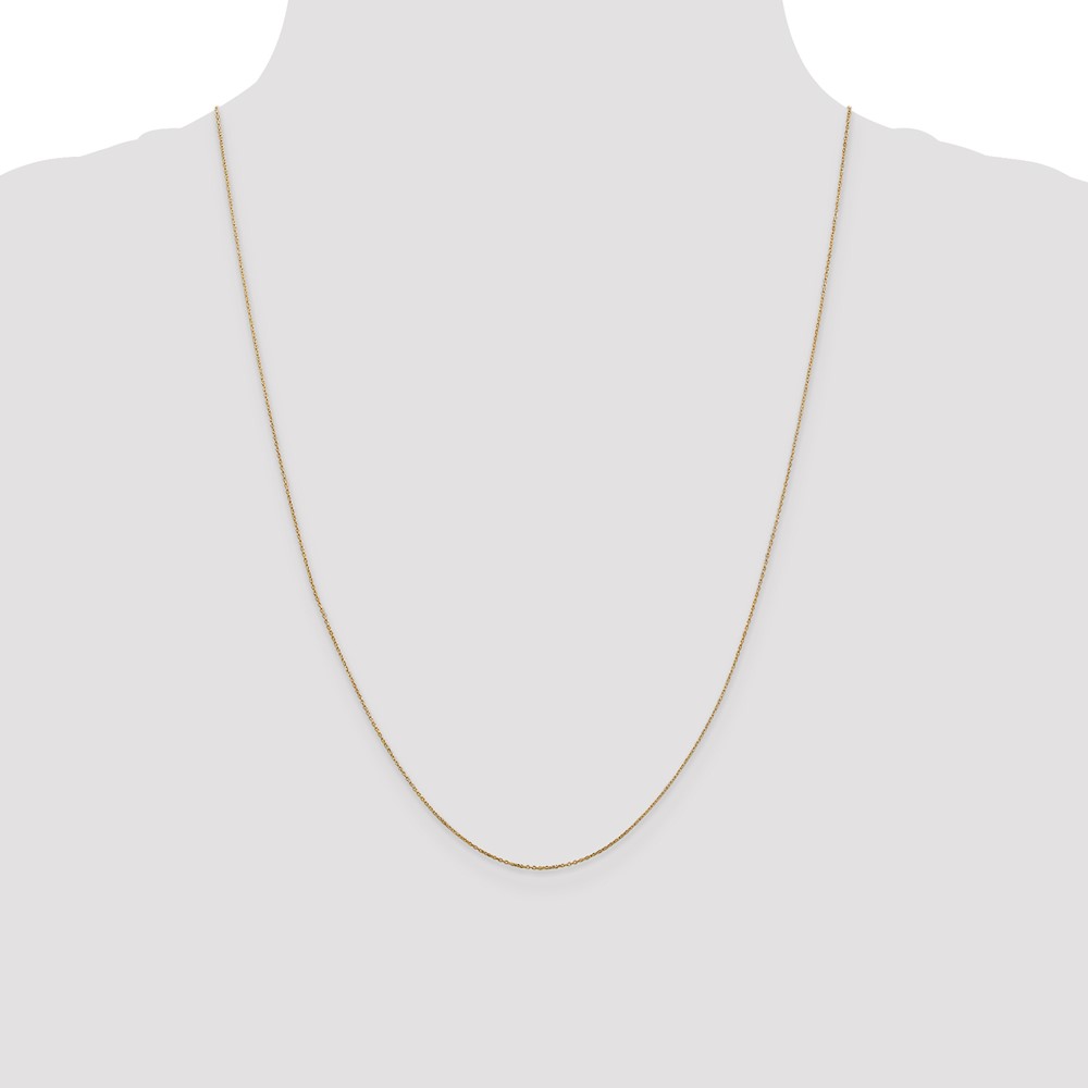 14K 24 inch .6mm Diamond-cut Round Open Link Cable with Spring Ring Clasp Chain (PEN136-24)