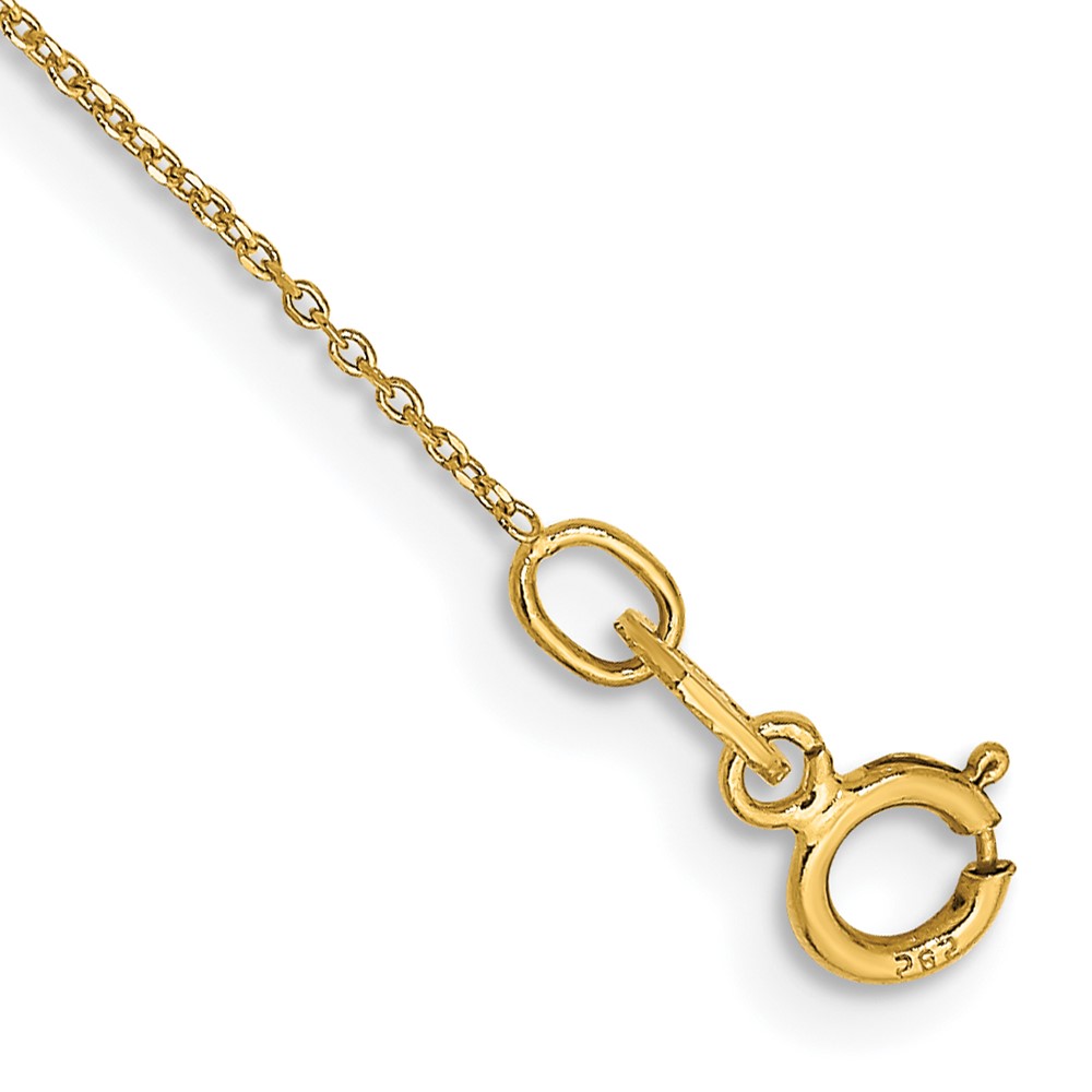 14K 10 inch .6mm Diamond-cut Round Open Link Cable with Spring Ring Clasp Anklet (PEN136-10)