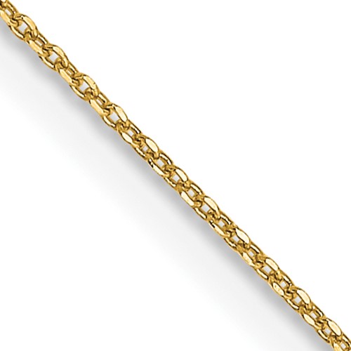 14K 14 Inch .6mm Diamond-cut Round Open Link Cable with Spring Ring Clasp Chain