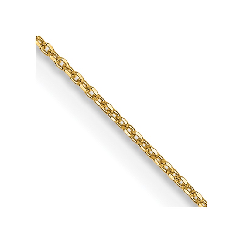 14K 18 inch .6mm Diamond-cut Round Open Link Cable with Spring Ring Clasp Chain