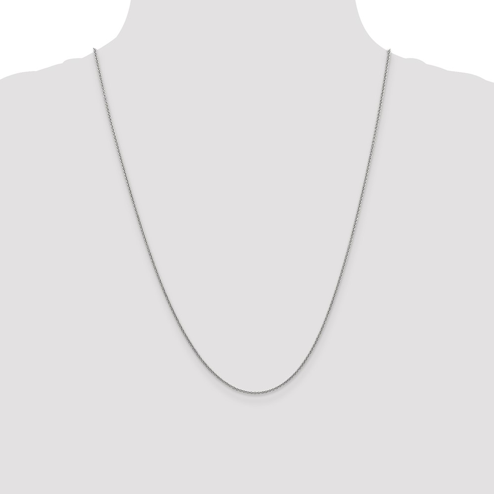 14K White Gold 24 inch 1.4mm Round Open Link Cable with Lobster Clasp Chain (PEN137-24)