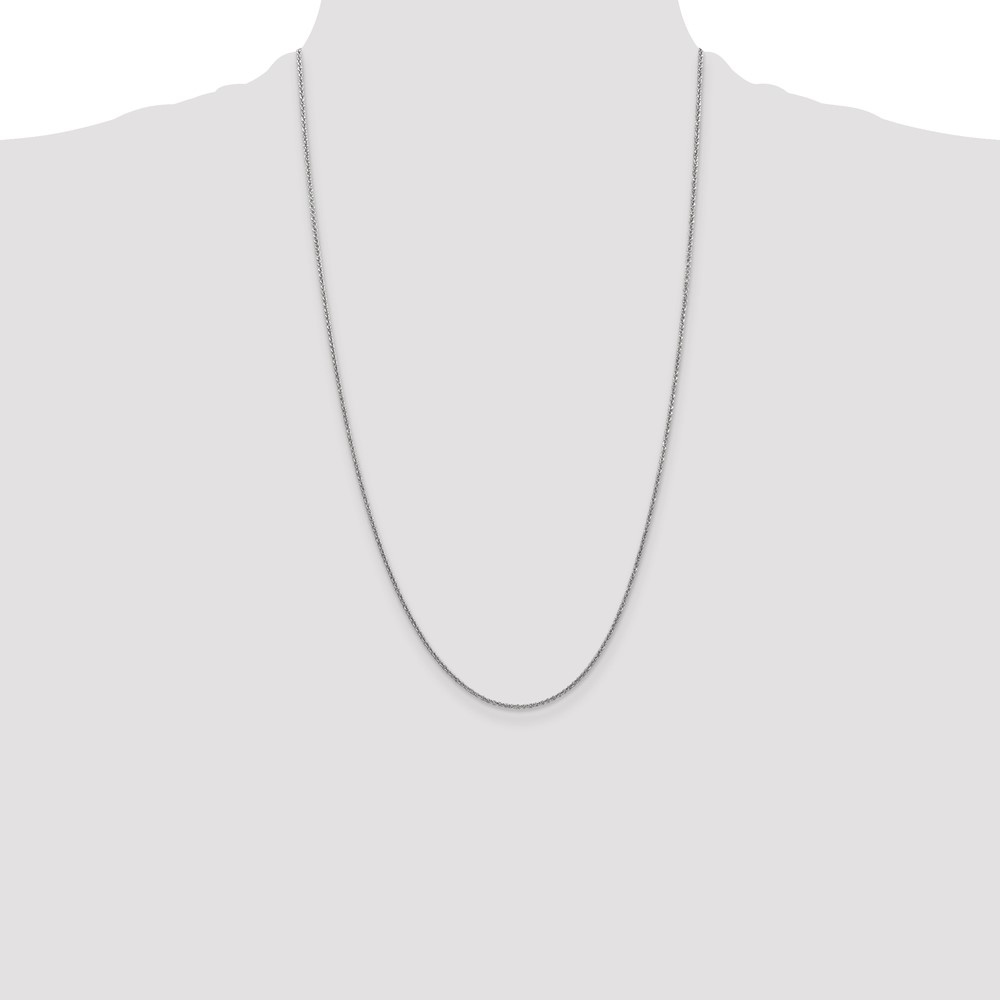 14K White Gold 26 inch 1.4mm Round Open Link Cable with Lobster Clasp Chain (PEN137-26)