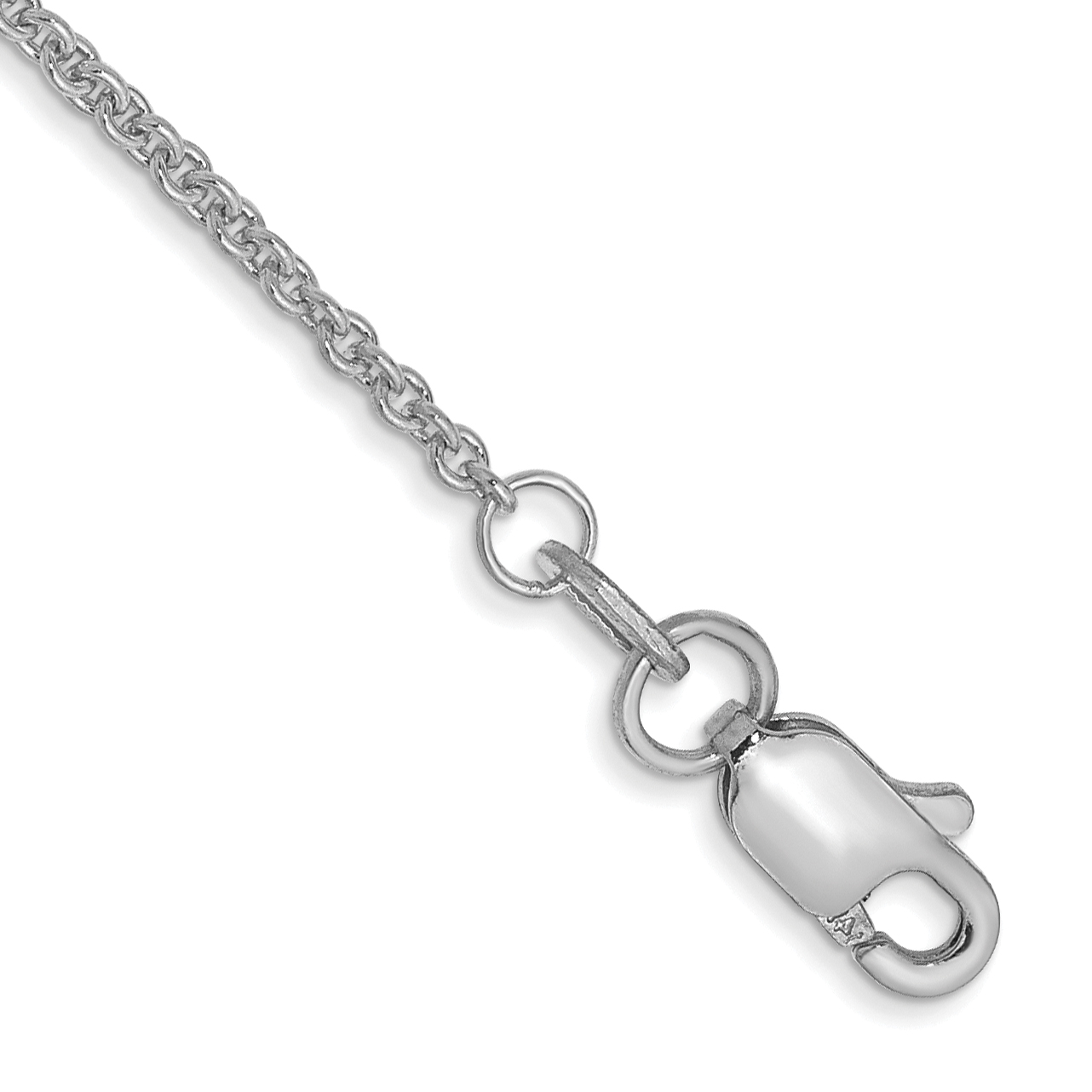 14K White Gold 10 inch 1.4mm Round Open Link Cable with Lobster Clasp Anklet (PEN137-10)