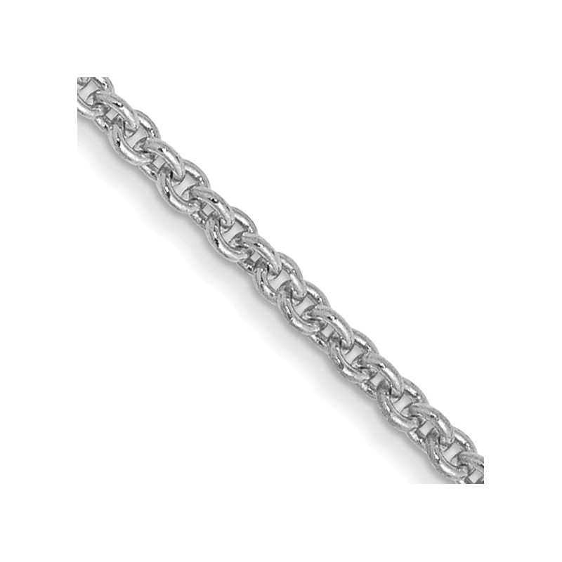 14K White Gold 18 inch 1.4mm Round Open Link Cable with Lobster Clasp Chain