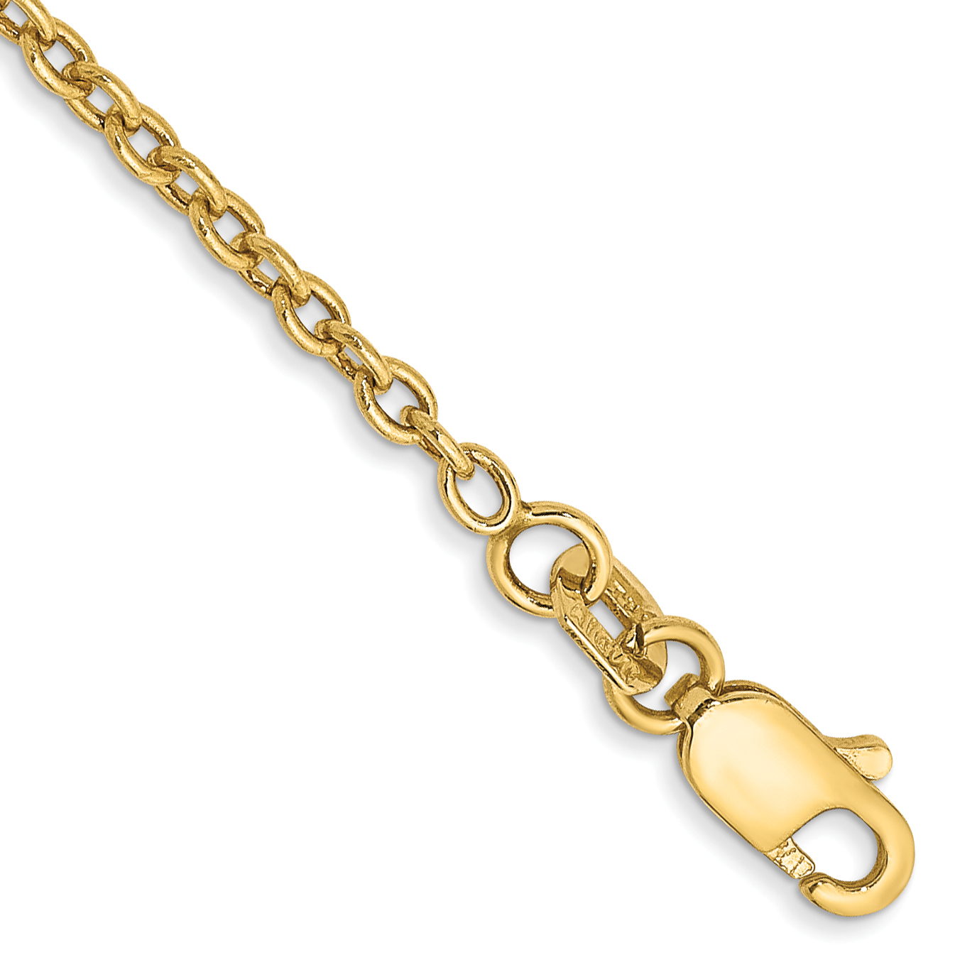 14K 10 inch 1.8mm Forzantine Cable with Lobster Clasp Anklet (PEN138-10)
