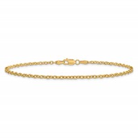 14K 2.2mm Yellow Gold Forzantine Cable Anklet with Lobster Clasp, 10" view 2