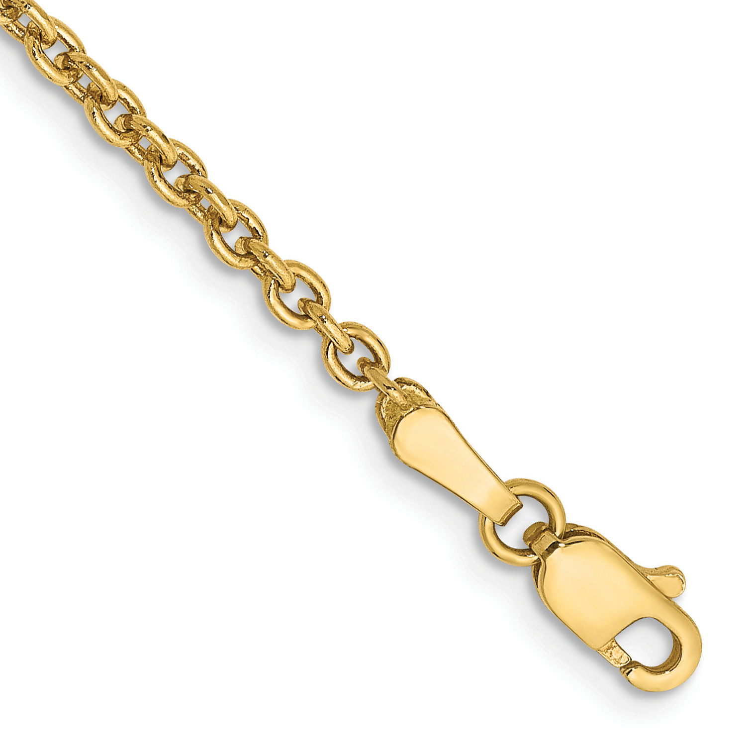 14K 10 inch 2.2mm Forzantine Cable with Lobster Clasp Anklet (PEN139-10)