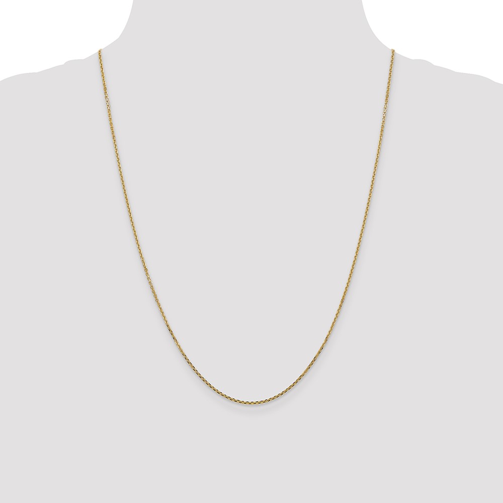 14K 24 inch 1.45mm Solid Diamond-cut Cable with Lobster Clasp Chain (PEN140-24)