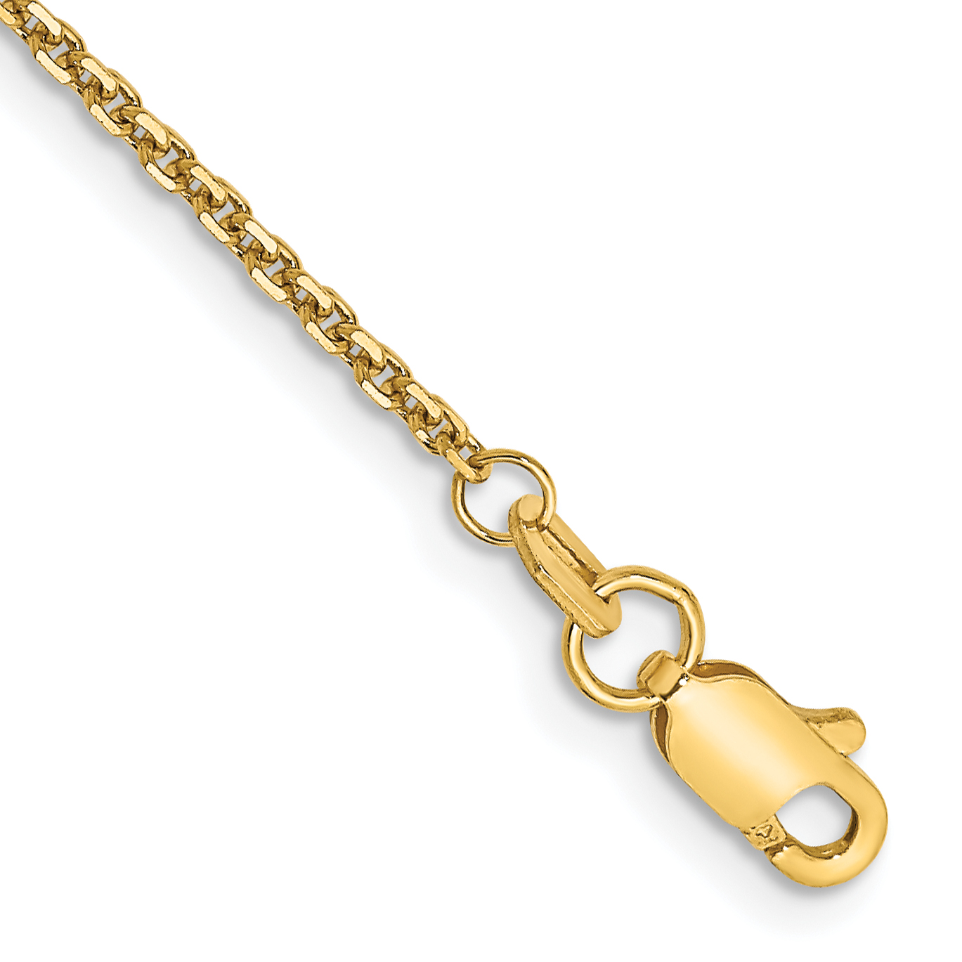 14K 9 inch 1.45mm Solid Diamond-cut Cable with Lobster Clasp Anklet (PEN140-9)