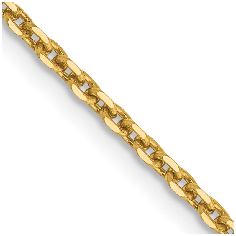 14K 22 inch 1.65mm Solid Diamond-cut Cable with Lobster Clasp Chain