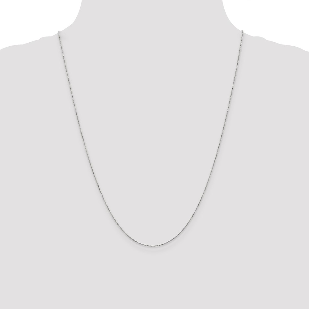 14K White Gold 24 inch .75mm Cable with Spring Ring Clasp Pendant Chain (PEN143-24)