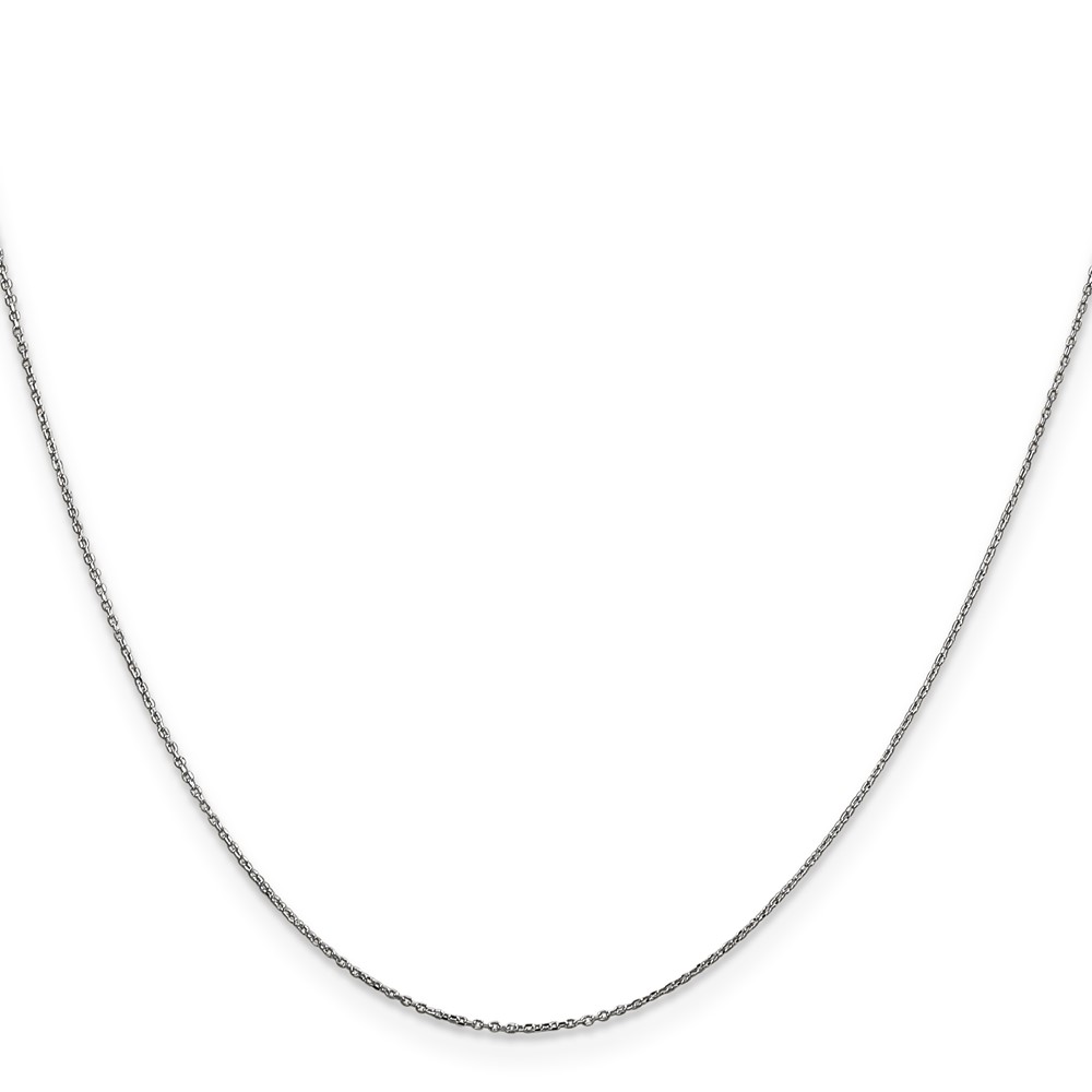 14K White Gold 18 inch .6mm Diamond-cut Round Open Link Cable with Spring Ring Clasp Chain (PEN145-18)