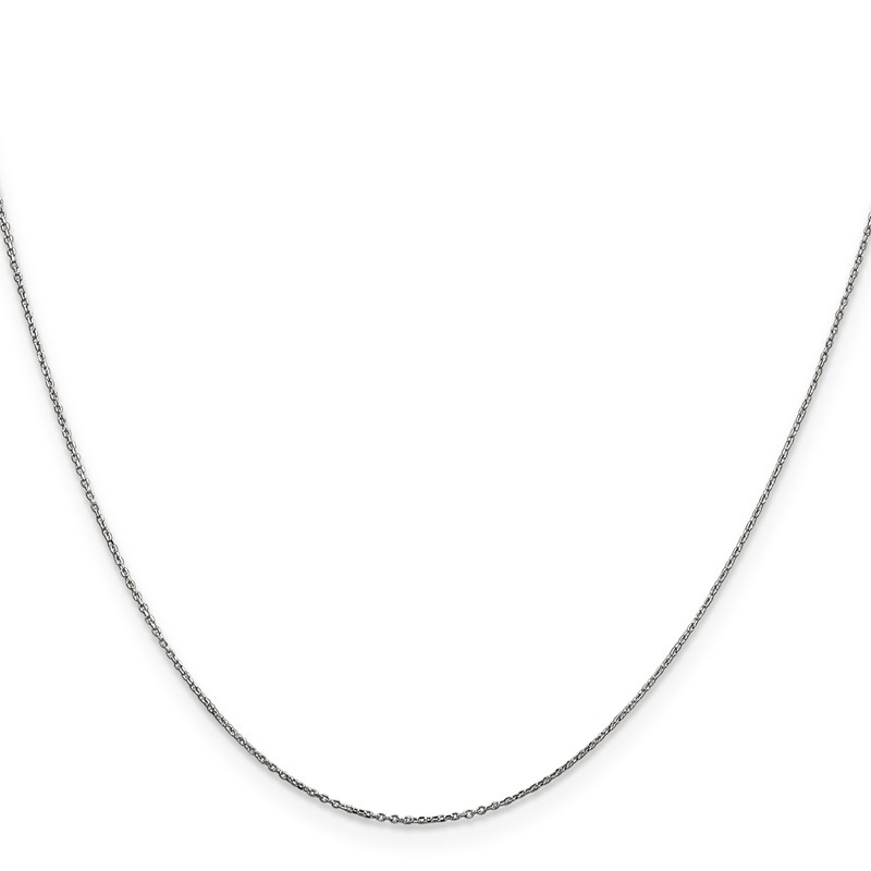 14K White Gold 22 inch .6mm Diamond-cut Round Open Link Cable with Spring Ring Clasp Chain