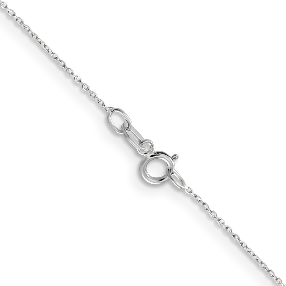 14K White Gold 18 inch .6mm Diamond-cut Round Open Link Cable with Spring Ring Clasp Chain (PEN145-18)