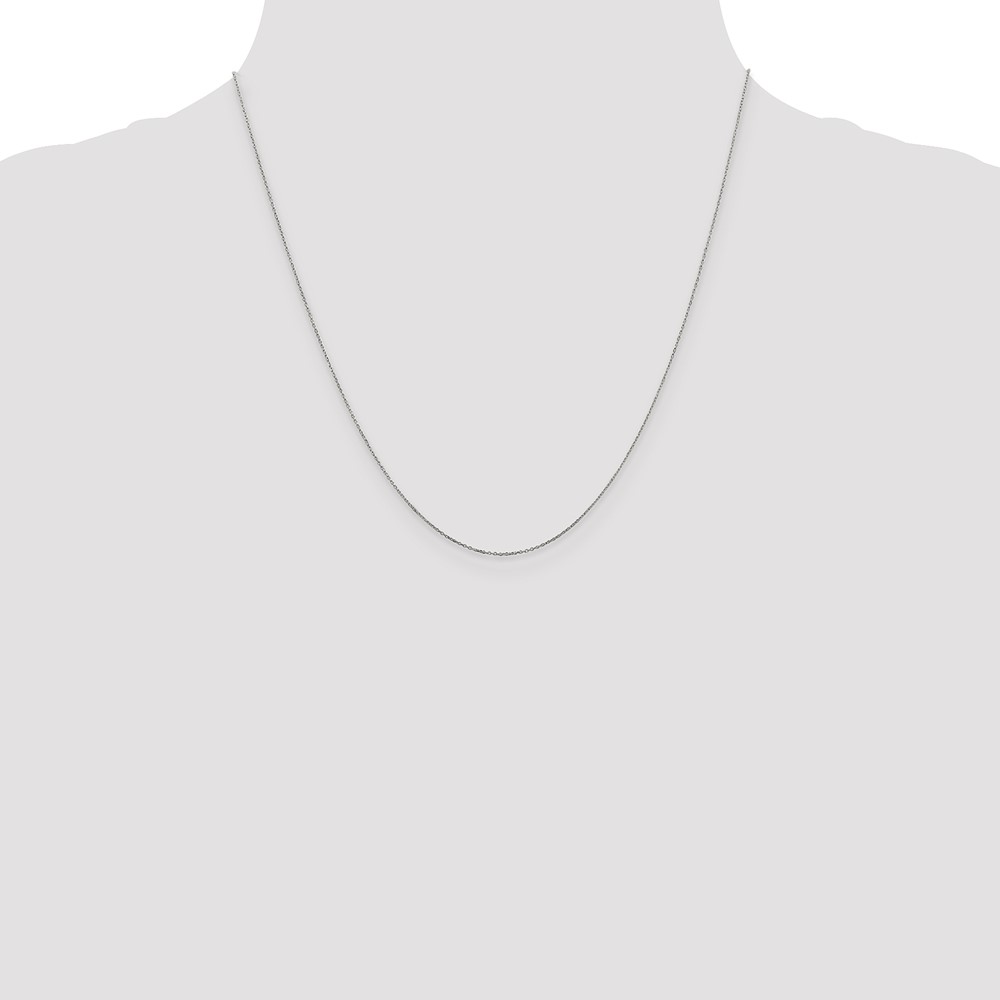 14K White Gold 20 inch .6mm Diamond-cut Round Open Link Cable with Spring Ring Clasp Chain (PEN145-20)