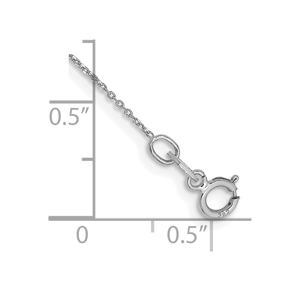 14K White Gold 10 inch .6mm Diamond-cut Round Open Link Cable with Spring Ring Clasp Anklet (PEN145-10)