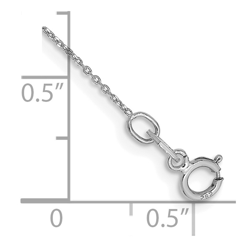 14K White Gold 10 inch .6mm Diamond-cut Round Open Link Cable with Spring Ring Clasp Anklet