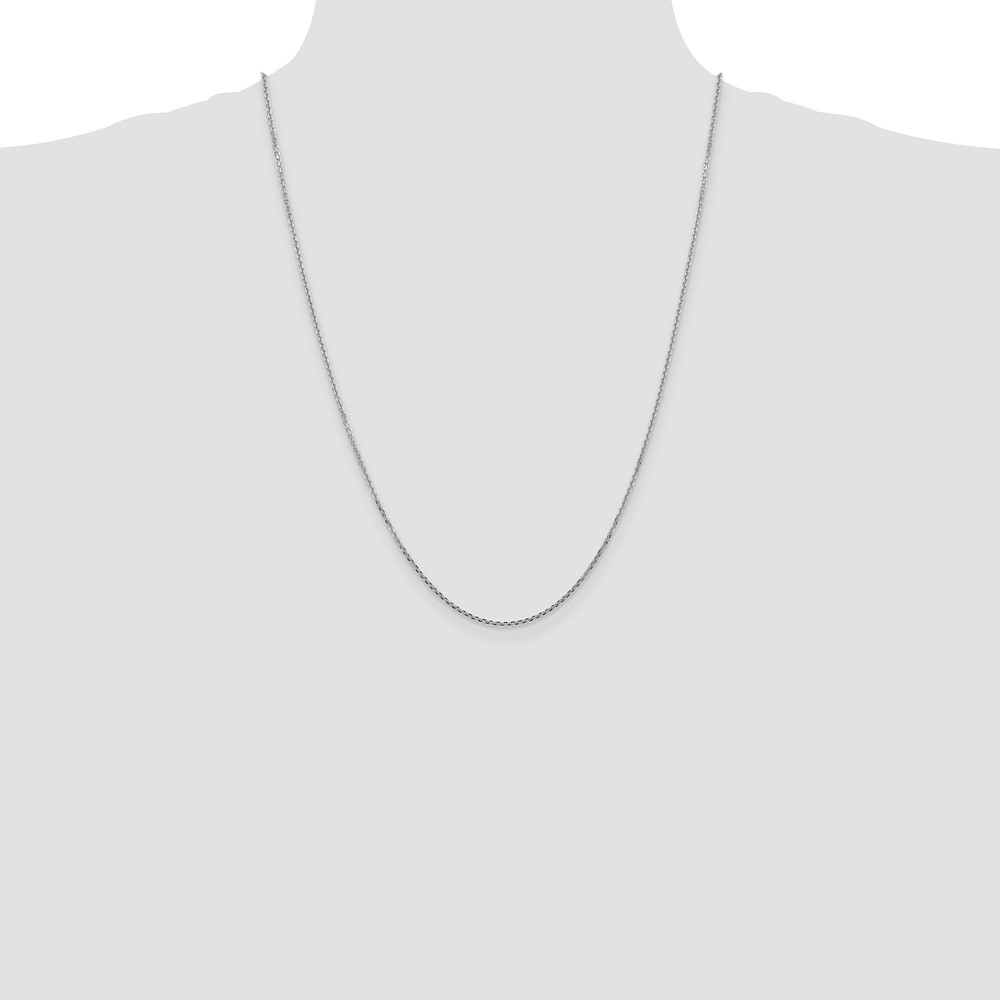 14K White Gold 24 inch 1.45mm Diamond-cut Cable with Lobster Clasp Chain (PEN146-24)
