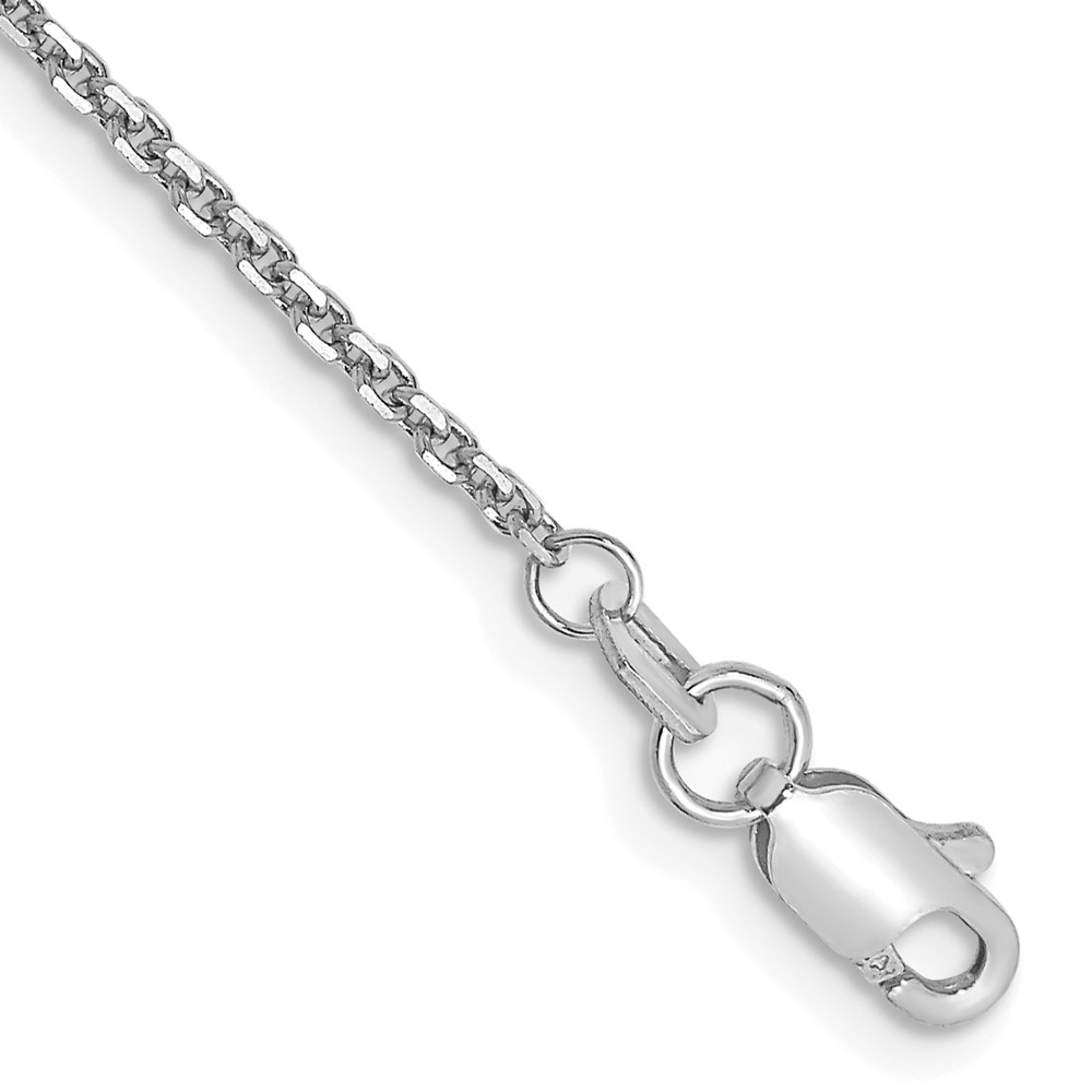 14K White Gold 10 inch 1.45mm Diamond-cut Cable with Lobster Clasp Anklet (PEN146-10)