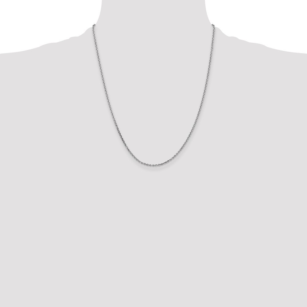14K White Gold 22 inch 1.65mm Diamond-cut Cable with Lobster Clasp Chain (PEN149-22)