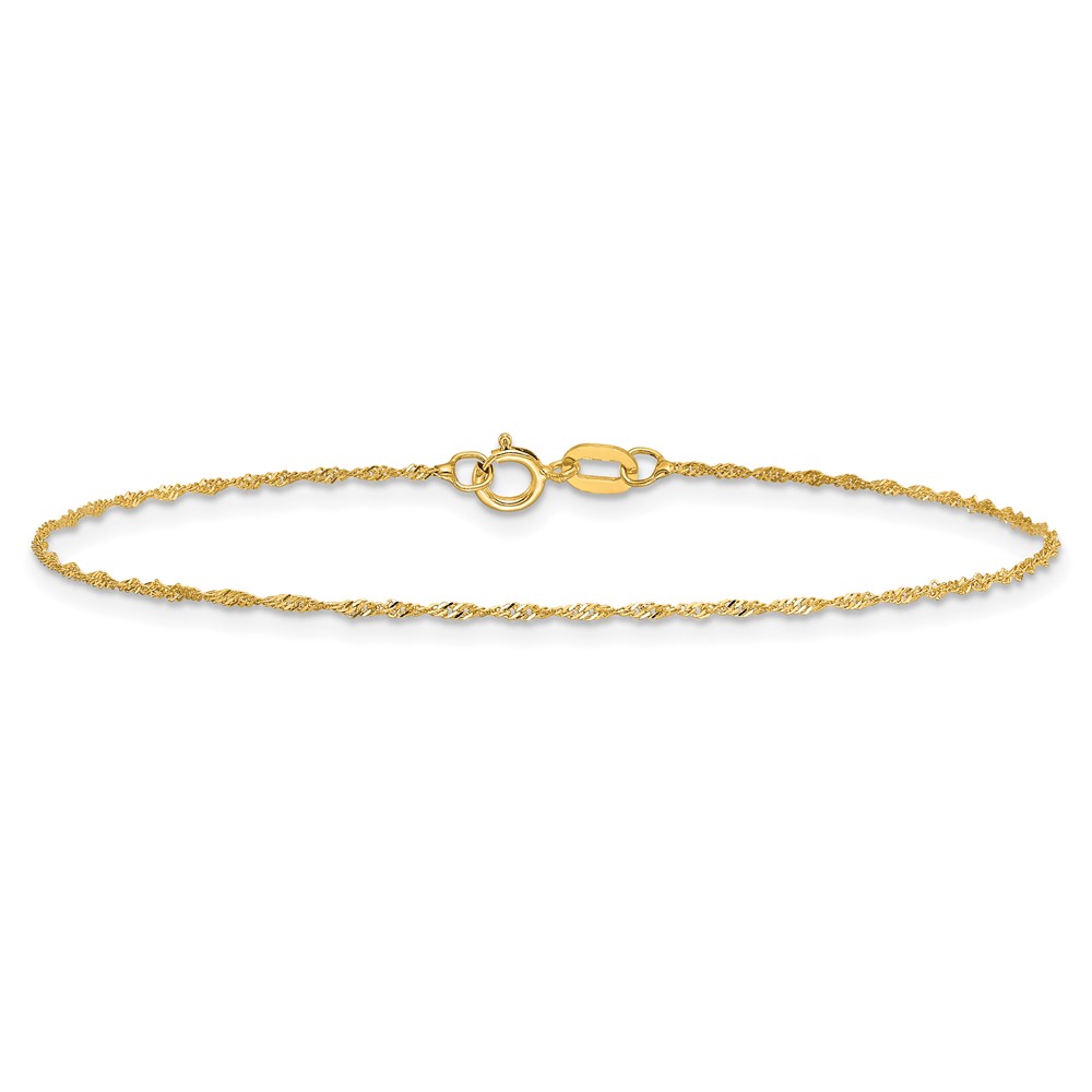 14K 5.5 inch 1mm Singapore with Spring Ring Clasp Chain (PEN164-5.5)
