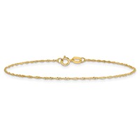 14K 1mm Yellow Gold Singapore Chain with Spring Ring Clasp, 7" view 3