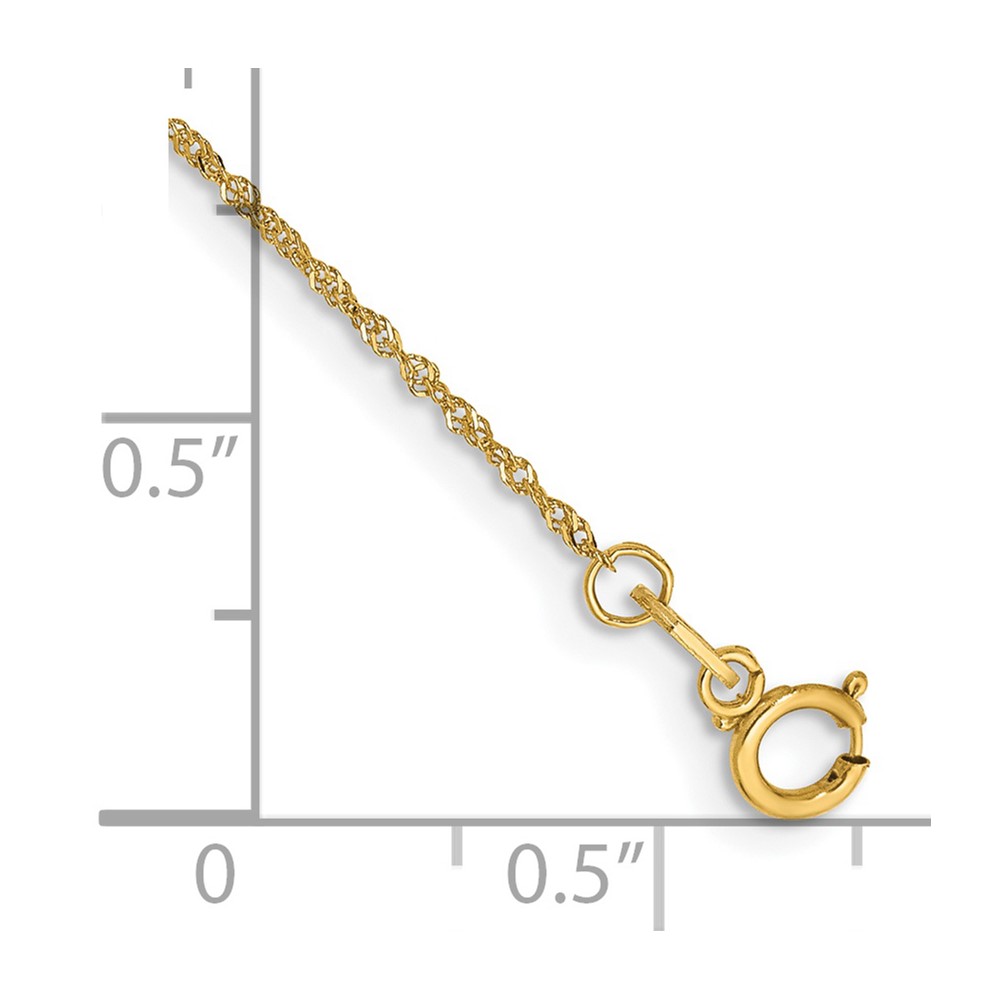14K 5.5 inch 1mm Singapore with Spring Ring Clasp Chain (PEN164-5.5)