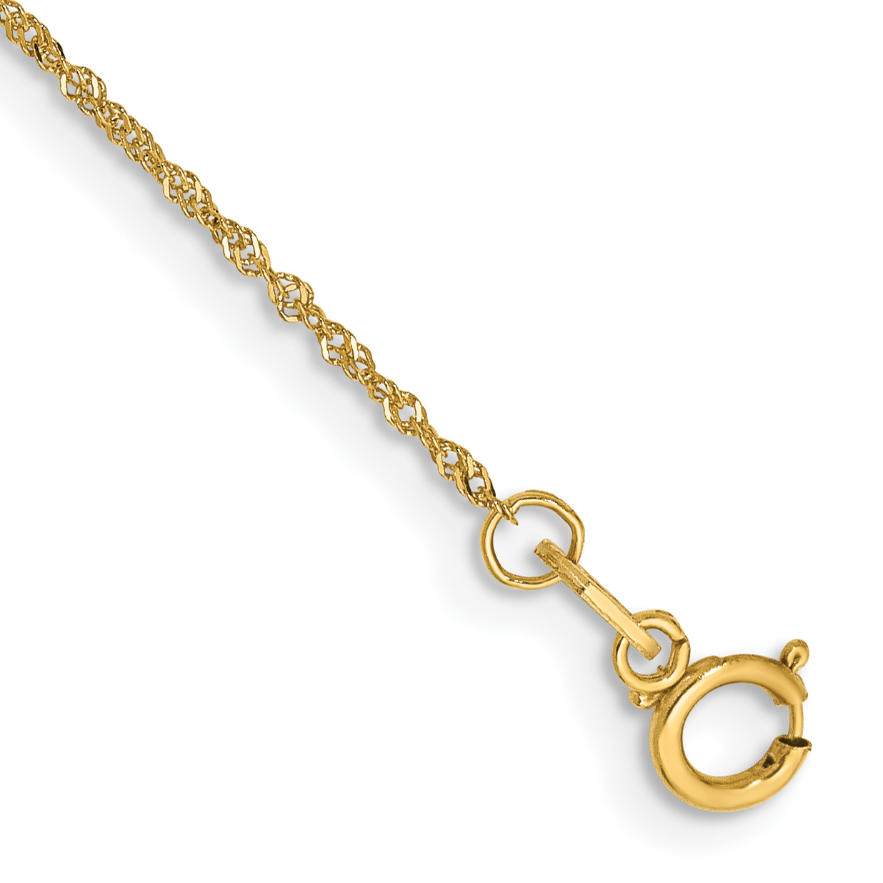 14K 7 inch 1mm Singapore with Spring Ring Clasp Chain (PEN164-7)