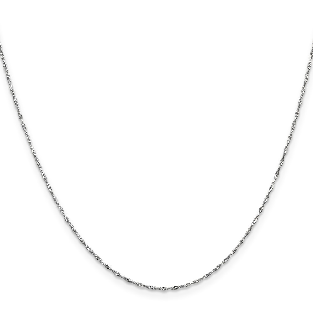 14K White Gold 30 inch 1mm Singapore with Spring Ring Clasp Chain (PEN166-30)