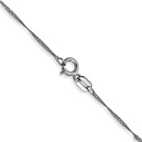 14K White Gold 14 Inch 1mm Singapore with Spring Ring Clasp Chain view 4