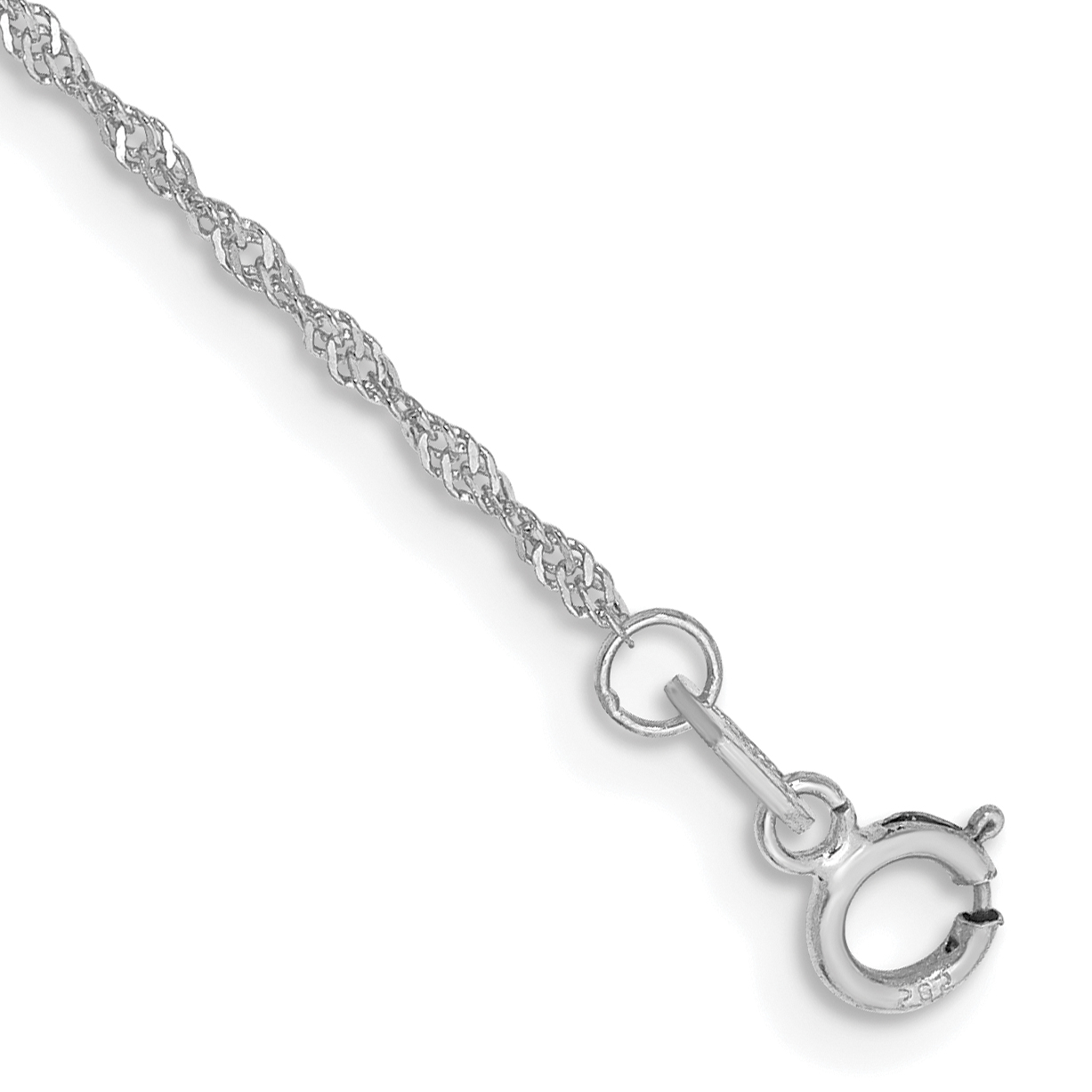 14K White Gold 10 inch 1.10mm Singapore with Spring Ring Clasp Anklet (PEN167-10)