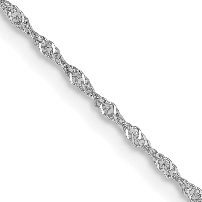 14K White Gold 30 inch 1.10mm Singapore with Spring Ring Clasp Chain (PEN167-30)