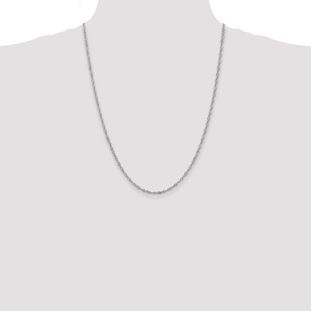 14K White Gold 24 inch 2.0mm Singapore with Lobster Clasp Chain (PEN169-24)
