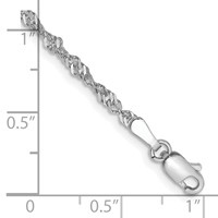 14K White Gold 2.0mm Singapore Chain with Lobster Clasp, 7" view 2