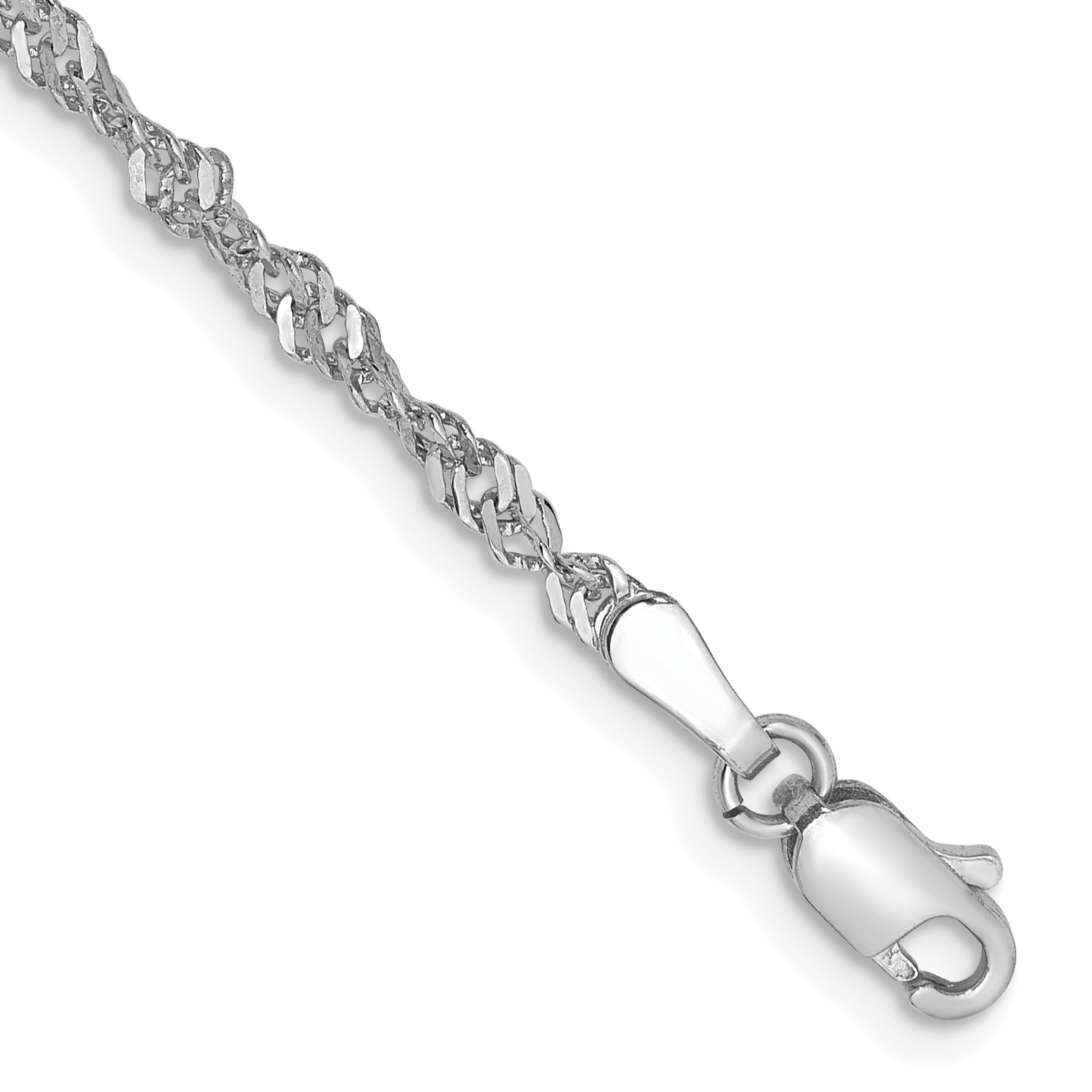 14K White Gold 7 inch 2.0mm Singapore with Lobster Clasp Chain (PEN169-7)