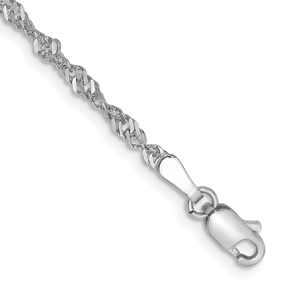 14K White Gold 7 inch 2.0mm Singapore with Lobster Clasp Chain (PEN169-7)