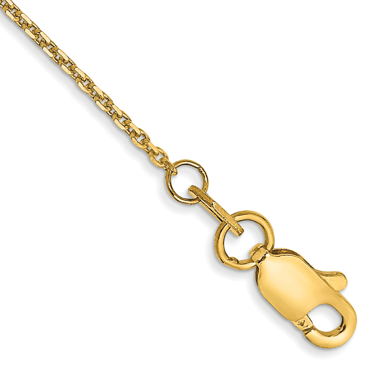 14K 10 inch .95mm Diamond-cut Cable with Lobster Clasp Anklet (PEN17-10)