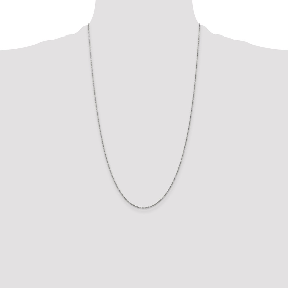 14K White Gold 26 inch 1.1mm Baby Rope with Spring Ring Clasp Chain (PEN171-26)