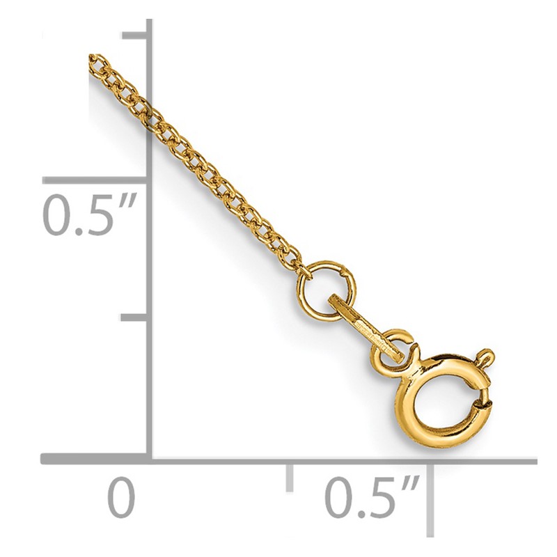 14K 10 inch .9mm Cable with Spring Ring Clasp Anklet