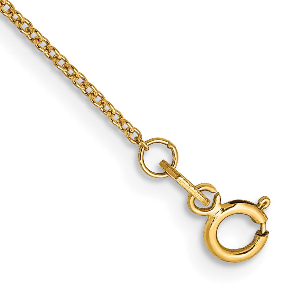 14K 10 inch .9mm Cable with Spring Ring Clasp Anklet (PEN190-10)