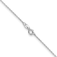 14K White Gold 14 Inch .8mm Diamond-cut Cable with Spring Ring Clasp Chain view 4