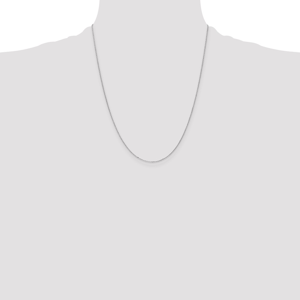 14K White Gold 22 inch .8mm Diamond-cut Cable with Spring Ring Clasp Chain (PEN192-22)