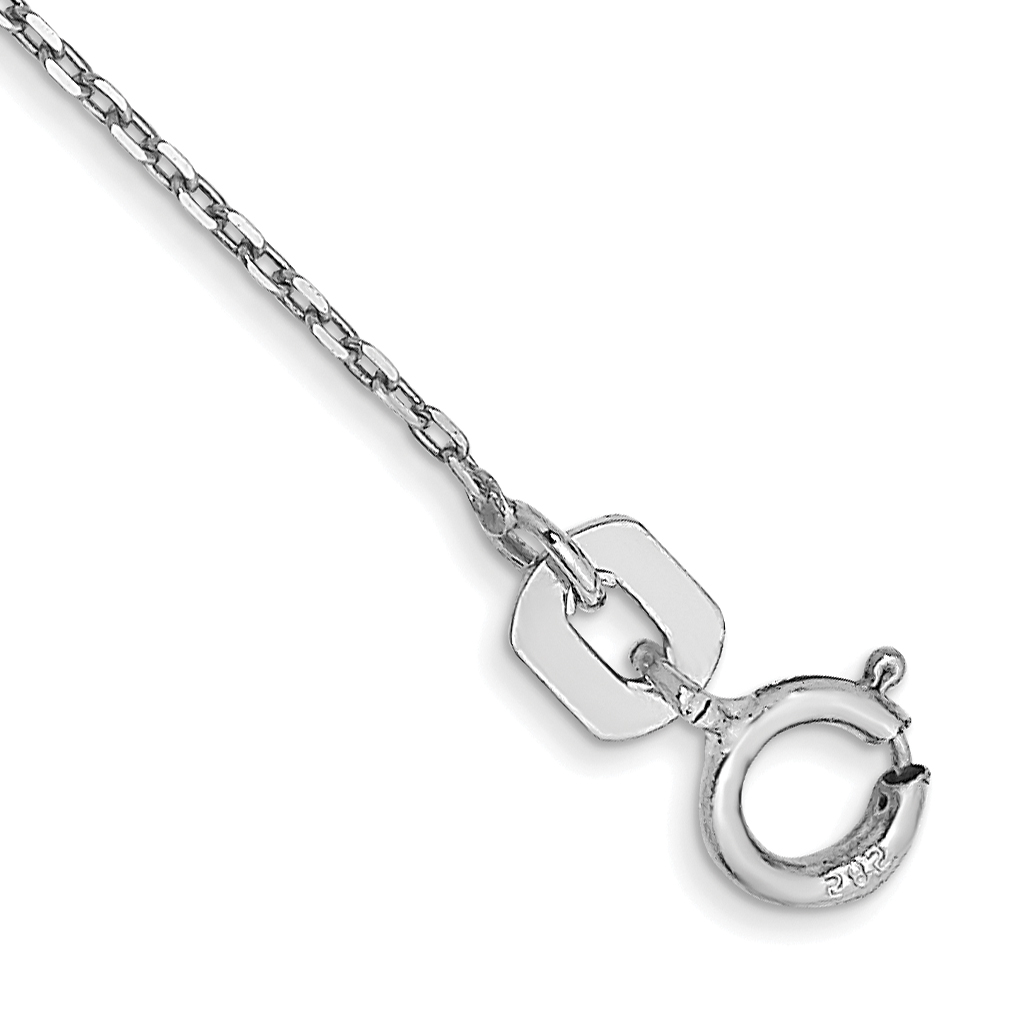 14K White Gold 10 inch .8mm Diamond-cut Cable with Spring Ring Clasp Anklet (PEN192-10)
