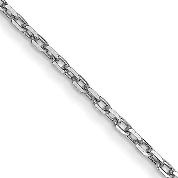 14K White Gold 24 inch .8mm Diamond-cut Cable with Spring Ring Clasp Chain (PEN192-24)