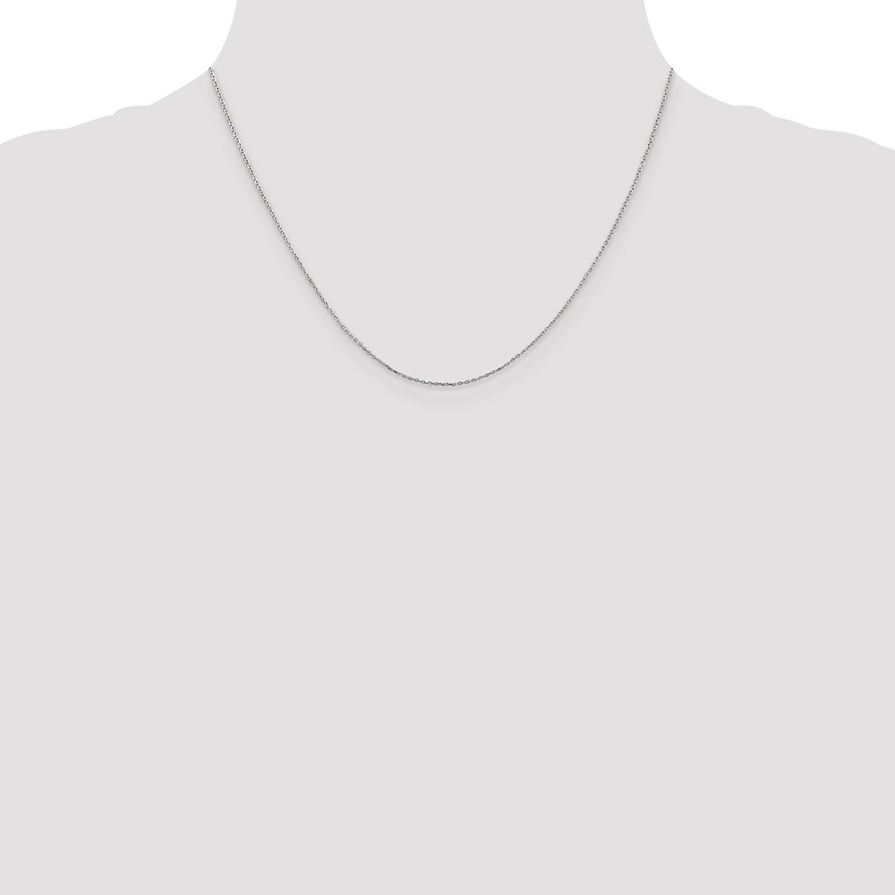 14K White Gold 20 inch .8mm Diamond-cut Cable with Lobster Clasp Chain (PEN192L-20)