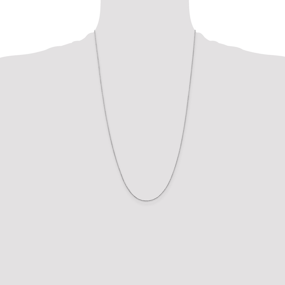 14K White Gold 26 inch .8mm Diamond-cut Cable with Lobster Clasp Chain (PEN192L-26)
