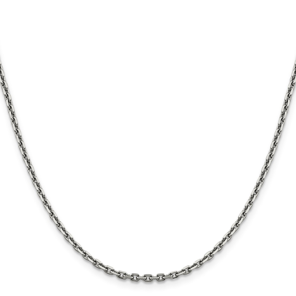 14K White Gold 16 inch 2.5mm Diamond-cut Cable with Lobster Clasp Chain (PEN194-16)