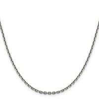 14K White Gold 2.5mm Diamond-cut Cable Chain with Lobster Clasp, 16" view 2