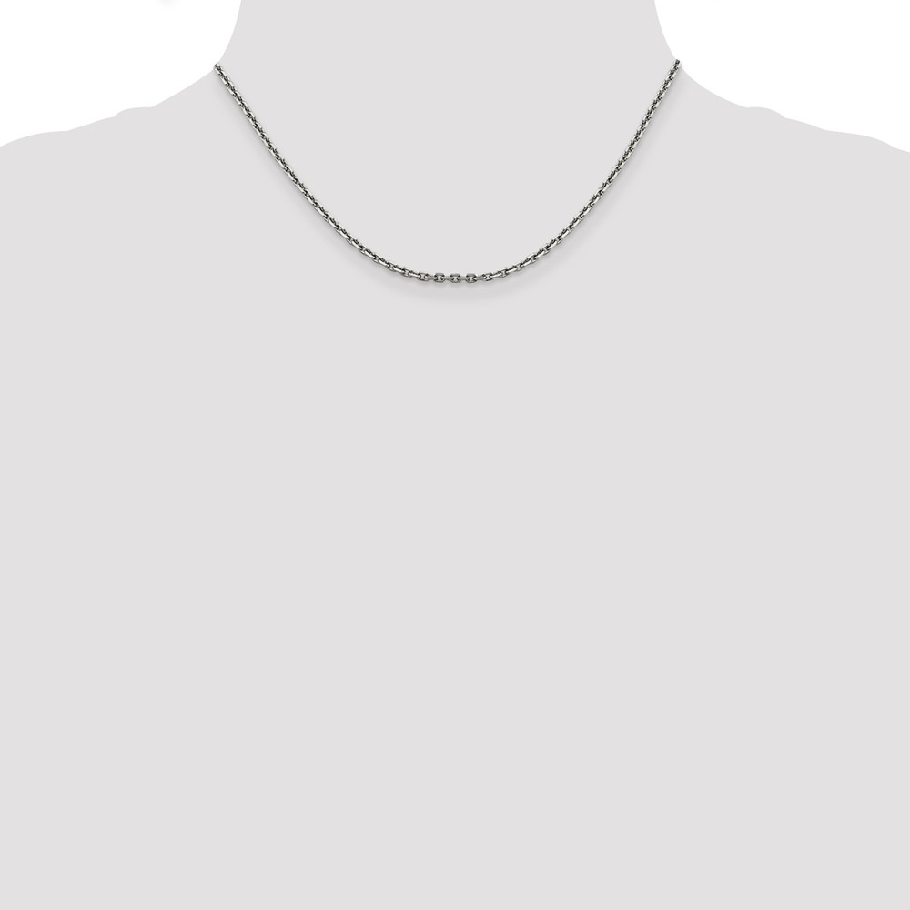 14K White Gold 16 inch 2.5mm Diamond-cut Cable with Lobster Clasp Chain (PEN194-16)
