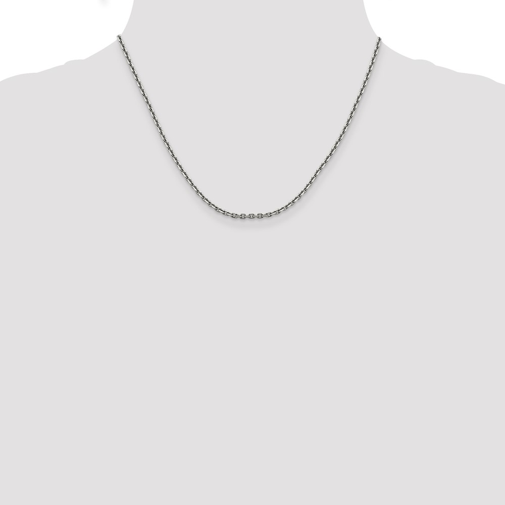 14K White Gold 18 inch 2.5mm Diamond-cut Cable with Lobster Clasp Chain (PEN194-18)
